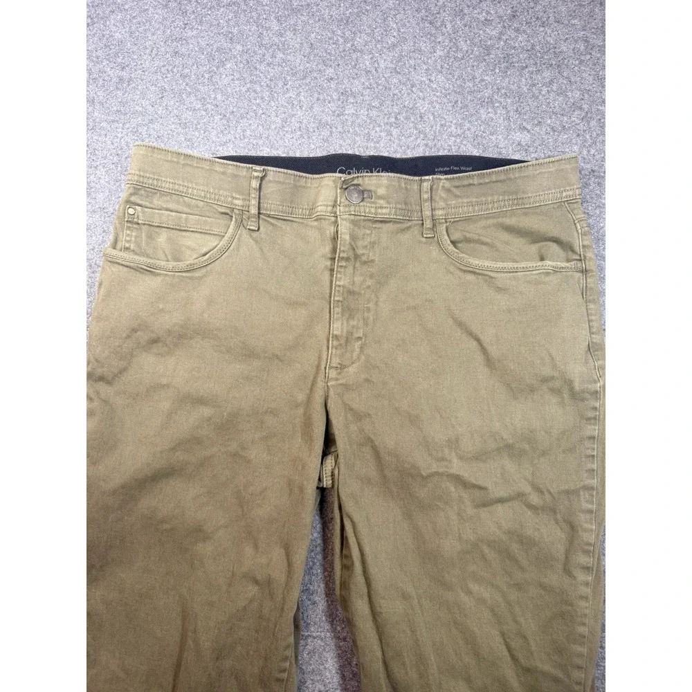 Calvin Klein Infinite‎ Flex Waist Slim Pants 36x30 Olive Green